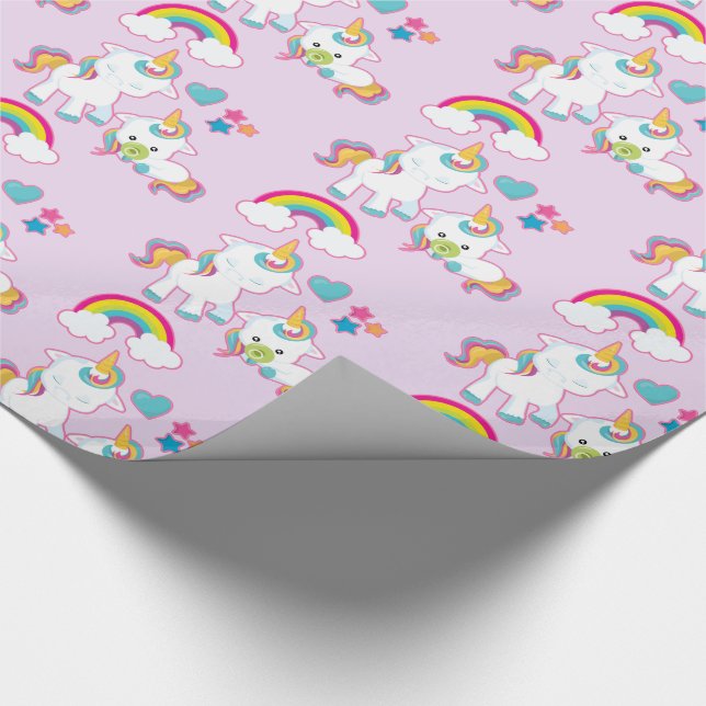 Cute White Unicorns Magic Mamma & Baby Presentpapper (Hörn)