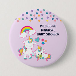 Cute White Unicorns Magic Mamma & Baby / Shower Knapp
