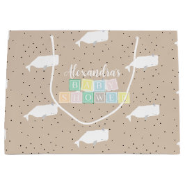 Cute White Whale Baby Shower Neutralt Beige