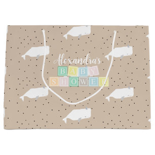 Cute White Whale Baby Shower Neutralt Beige