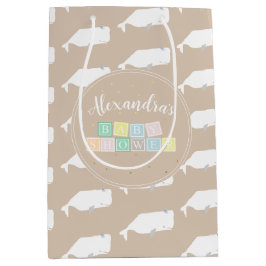 Cute White Whale Baby Shower Neutralt Beige