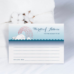 Cute White Whales Familj Ord of Advice Cards Rådkort
