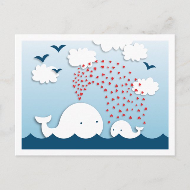 Cute White Whales Ord of Advice Mamma Postcard Rådkort (Framsida)