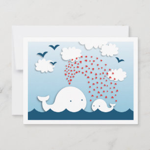 Cute White Whales Ord of Advice Mamma Postcard Rådkort