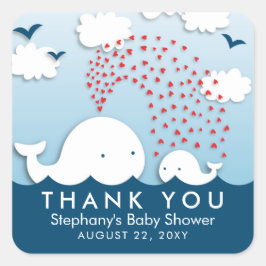 Cute White Whales Snyggt Baby Tack Stickers Fyrkantigt Klistermärke