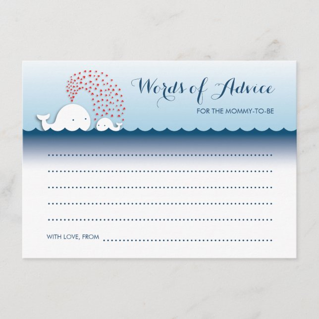 Cute White Whales Snyggt Ord of Advice Cards Rådkort (Framsida)