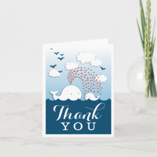 Cute White Whales Snyggt Tackkort Card