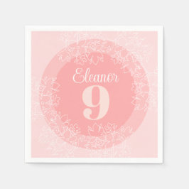 Cute White Wildblommor Mönster Rosa Pappersservett