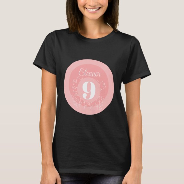 Cute White Wildblommor Mönster Rosa T Shirt (Framsida)