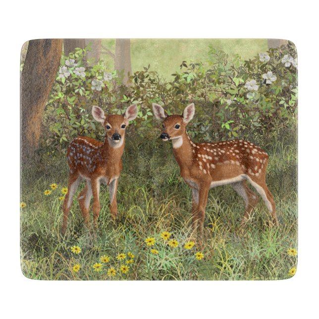 Cute Whitetail Hjort Twin Fawns (Framsidan)