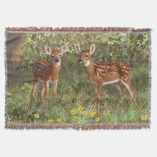 Cute Whitetail Hjort Twin Fawns Filt