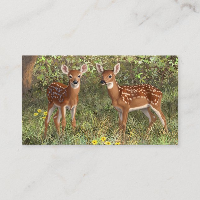 Cute Whitetail Hjort Twin Fawns Visitkort (Framsida)