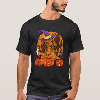 Cute Wiener Dachshund Witch Pumpkin Dog Lover Hall T Shirt