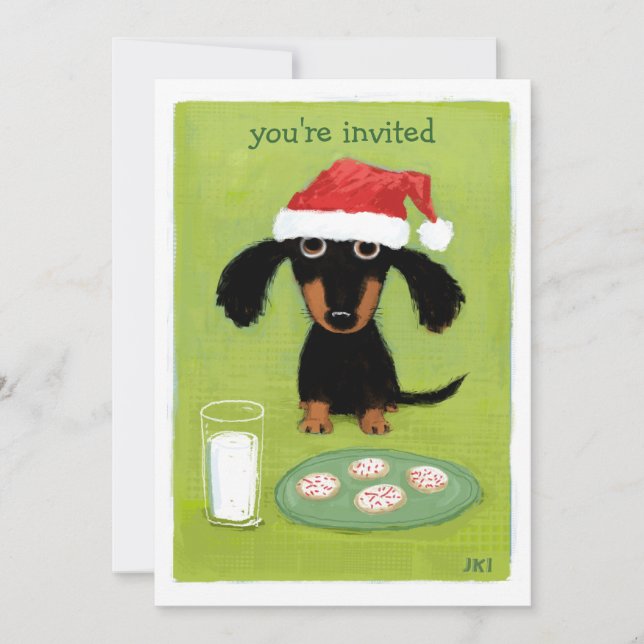 Cute Wiener Hund julfest Inbjudningar (Framsida)
