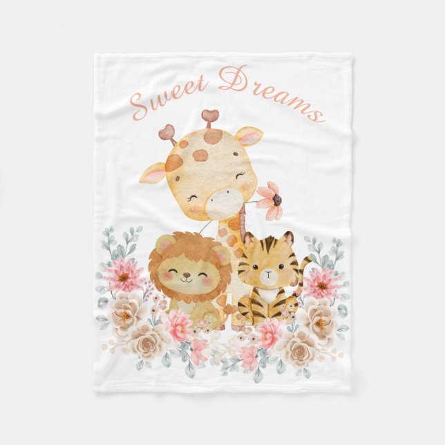 Cute Wild Animal Printed Blanket Fleecefilt (Framsidan)