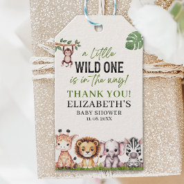 Cute Wild Animals Baby Shower Boy Presentetikett