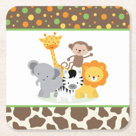 Cute Wild Jungle Animals Modern Paper Coaster Underlägg Papper Kvadrat