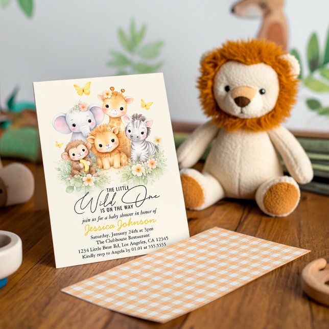 Cute Wild One Safari Animals e Baby Shower  Inbjudningar (Skapare uppladdad)