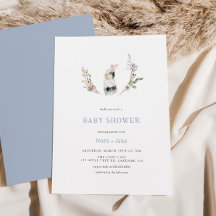 Cute WildblomBunny Dusty Blue Baby Shower