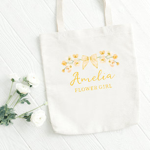 Cute WildblomGult Boho Chic Flower Girl Tygkasse