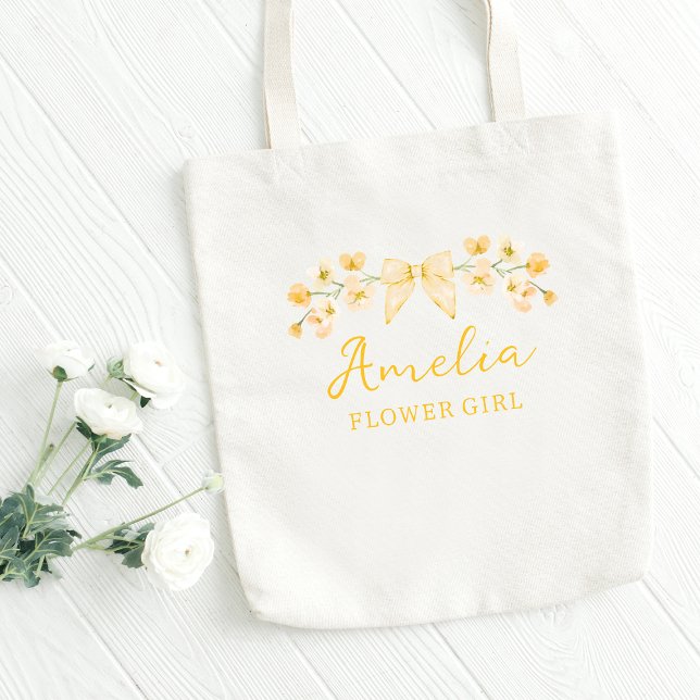 Cute WildblomGult Boho Chic Flower Girl Tygkasse (Skapare uppladdad)