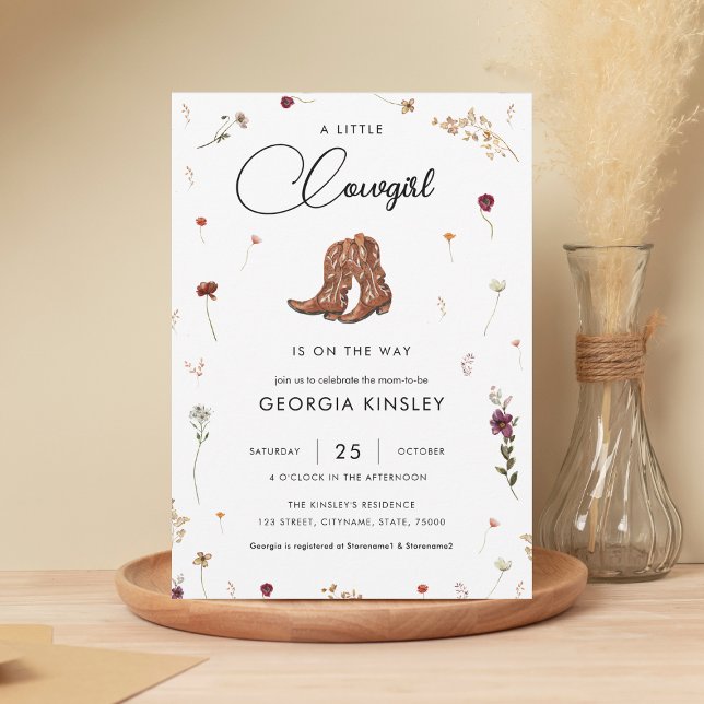 Cute WildblomLittle Cowgirl Western Baby Shower Inbjudningar (Skapare uppladdad)
