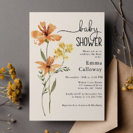 Cute Wildblomma Baby Shower Inbjudningar