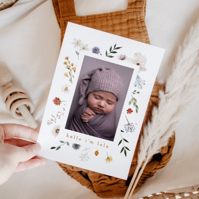 Cute Wildblomma Ram Baby Birth Notice Meddelande (Skapare uppladdad)