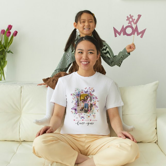Cute Wildblommor Butterflies Photo Mors dag T Shirt (Skapare uppladdad)