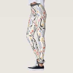 Cute wildblommor mönster leggings