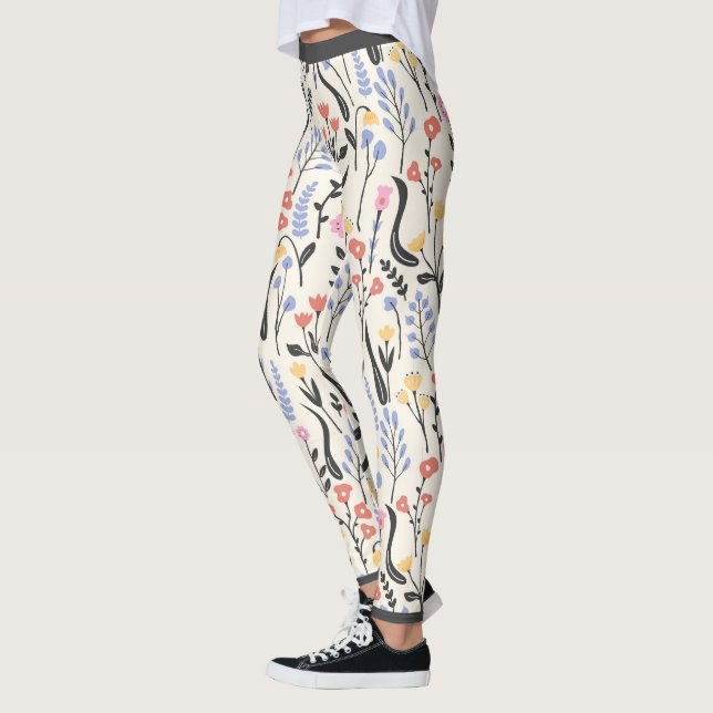Cute wildblommor mönster leggings (Vänster)