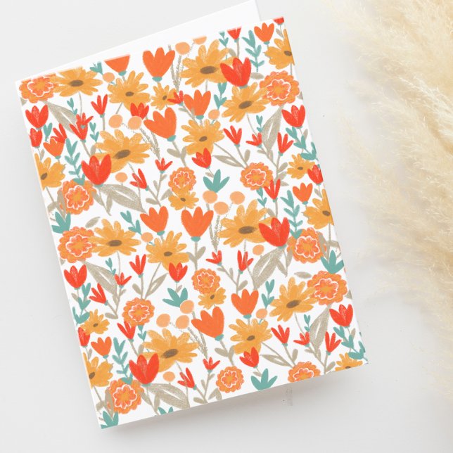 Cute Wildblommor Teckning Blank Tack Kort (Skapare uppladdad)