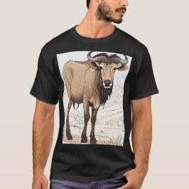 Cute Wildebeest: Tecknad-Sticker Stil T Shirt