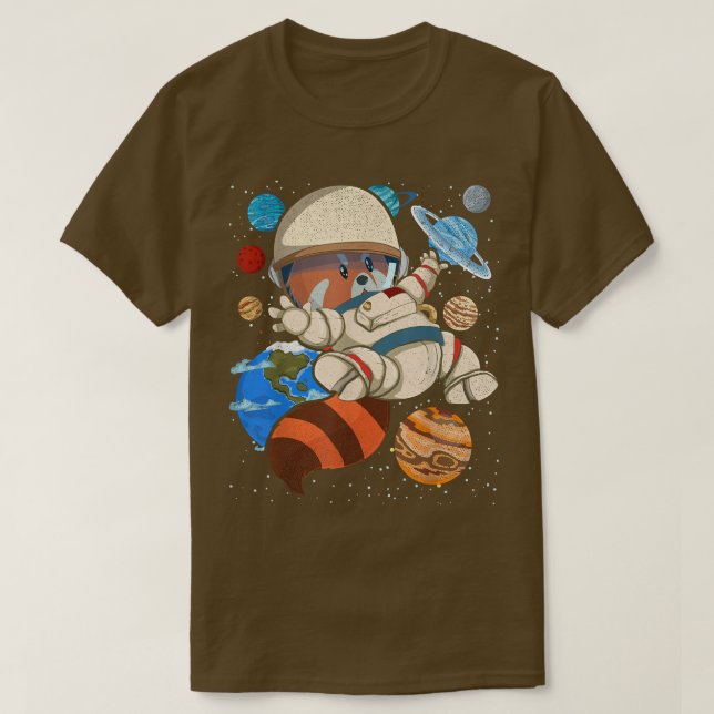 Cute Wildlife Animal Rymden Astronaut Red Pan T Shirt (Design framsida)