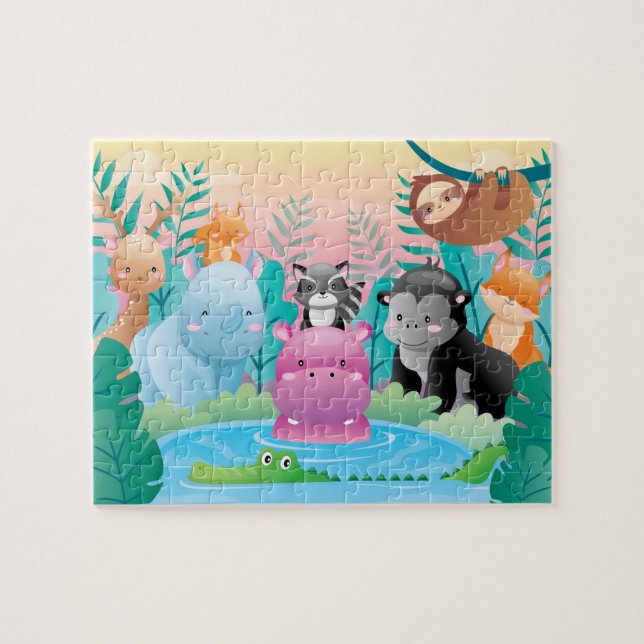 Cute Wildlife Animals Kids Puzzle Pussel (Horisontell)