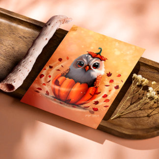 Cute Wildlife Of An Owl's Echo: Autumn's Guardian  Fototryck