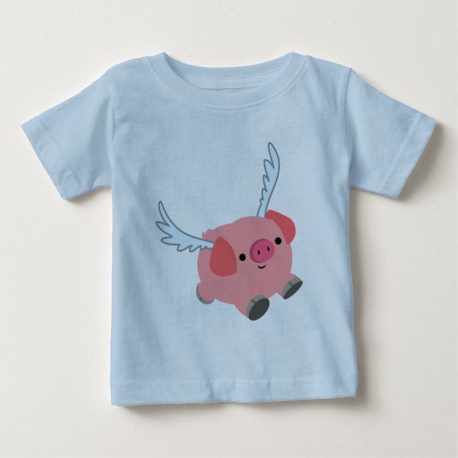 Cute Winged Tecknad Gris Baby T-Shirt (Framsida)
