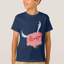 Cute Winged Tecknad Gris Children T-Shirt