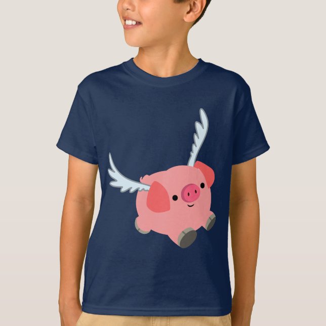 Cute Winged Tecknad Gris Children T-Shirt (Framsida)