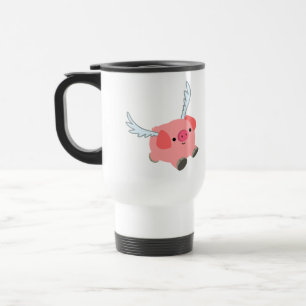 Cute Winged Tecknad Gris dator Mugg