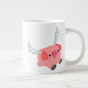 Cute Winged Tecknad Gris Jumbo Mugg