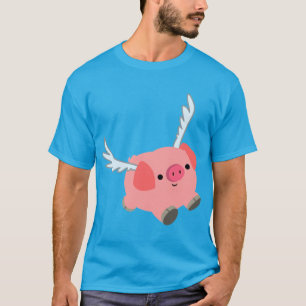 Cute Winged Tecknad Gris T-Shirt