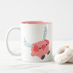 Cute Winged Tecknad Gris Två-Tonad Mugg