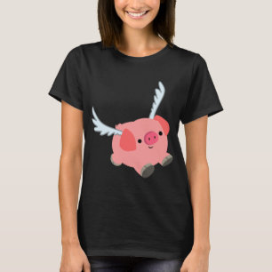 Cute Winged Tecknad Gris Women T-Shirt