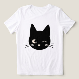 Cute Winking Black Cat Ansikte T Shirt