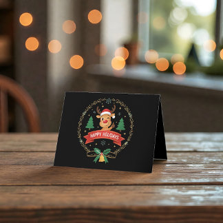 Cute Winking Reindeer Happy Holidays Christmas Car Tack Kort