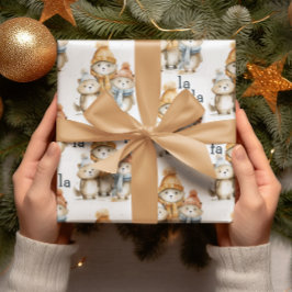 Cute Winter Animals Vattenfärg Kids jul Presentpapper