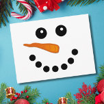 Cute Winter Ansikte Festive Helgdagar Tecknad Snög Vykort<br><div class="desc">Cute och lustigt snögubbe ansikte för helgdagarna</div>