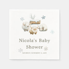 Cute Winter Arctic Cow Baby Shower Pappersservett