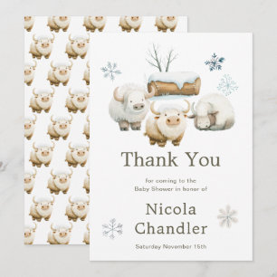 Cute Winter Arctic Cow Baby Shower Tack Kort